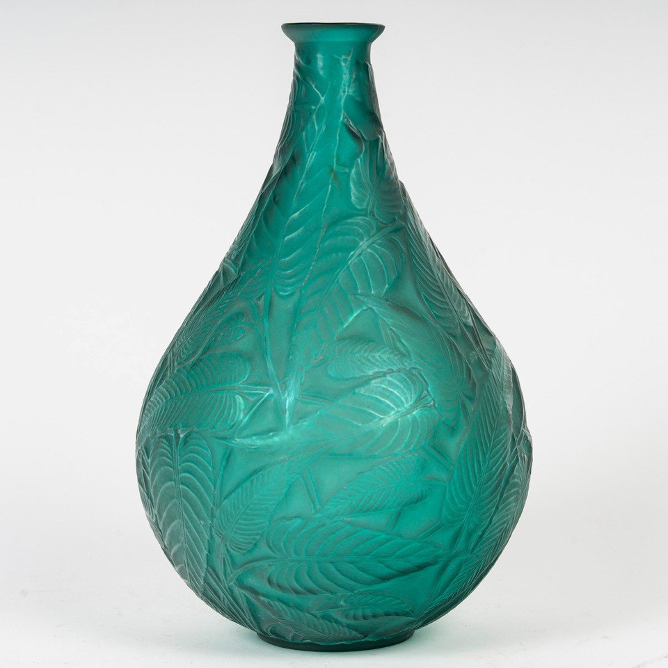 René Lalique -1923- Vase "sauge" Teinté Vert émeraude -photo-4