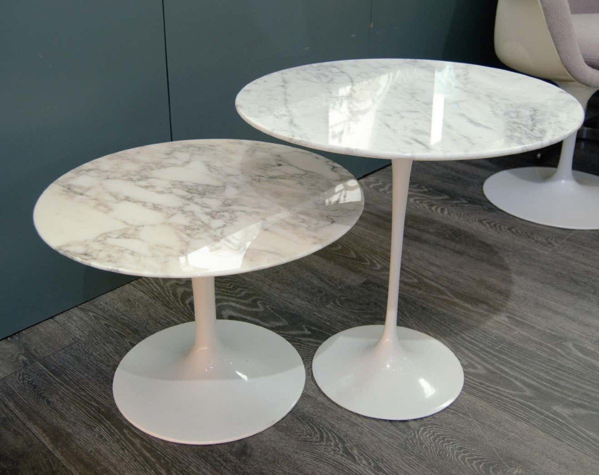 Eero Saarinen & Knoll, guéridons "tulipe" en marbre / tables gigogne-photo-2