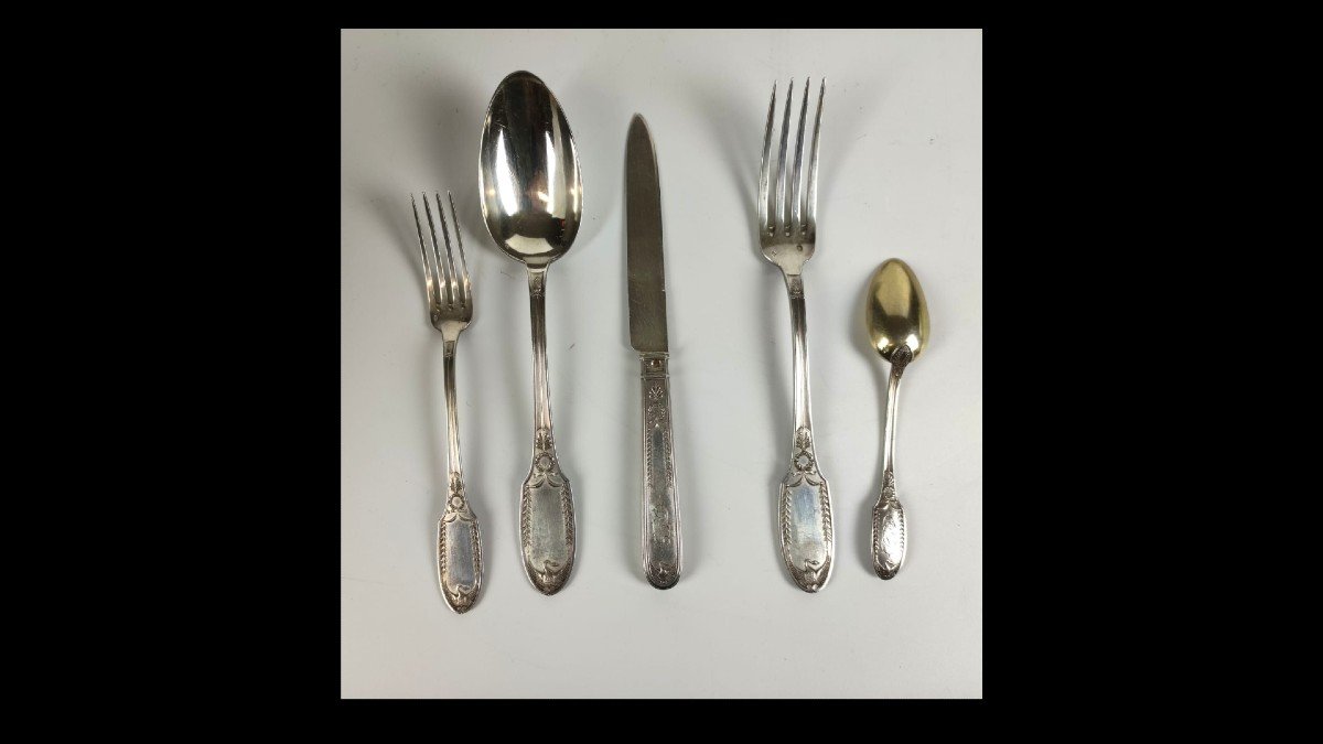 Emile Puiforcat Cutlery Set In Silver Empire Model-photo-1