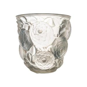 René Lalique (1860-1945): Vase "oran" Also Known As "gros Dalhias"