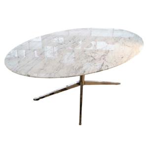 Florence Knoll, Arabescato Oval Table - Marble And Chromed Steel