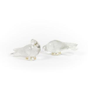 R Lalique, Pair Of Pigeon Vervier And Pigeon “gand"