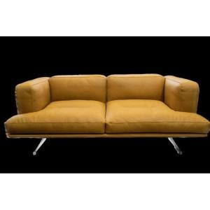 Anderssen & Voll , 2-seater Sofa Cognac Leather/polished Aluminum ,inland Av22.