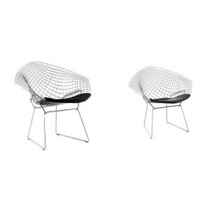 Harry Bertoia Pair Of Diamond Armchairs Model 421lu 