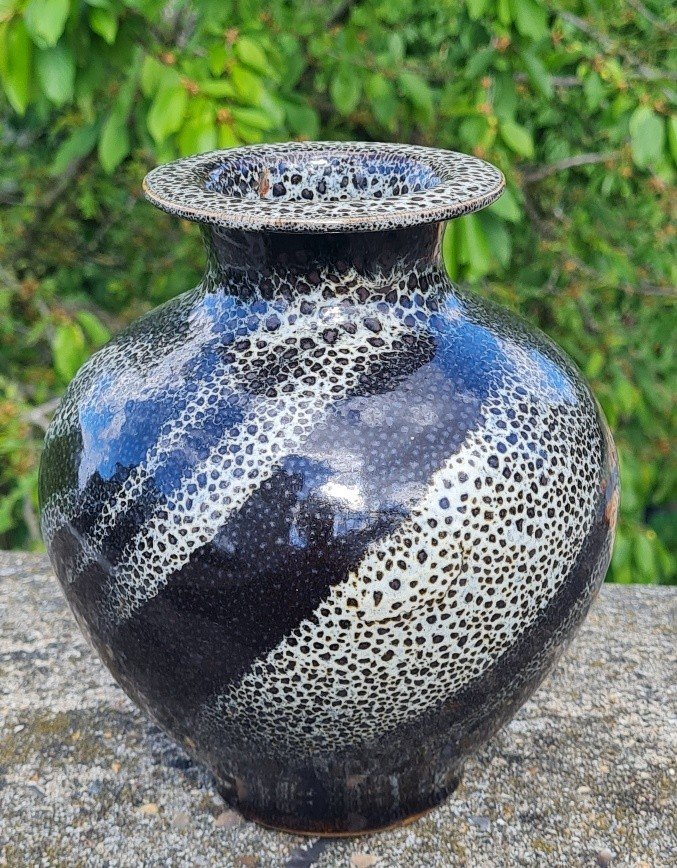 Claude Séchoy, Les Grès Du Marais - Enamelled Stoneware Vase. 1980s