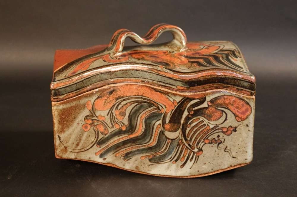 Jean-claude De Crousaz - Large Enameled Stoneware Box. Circa 1980