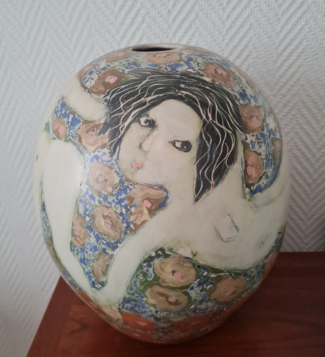 Sophie Combres - Large Ceramic Vase With Poetic Decor