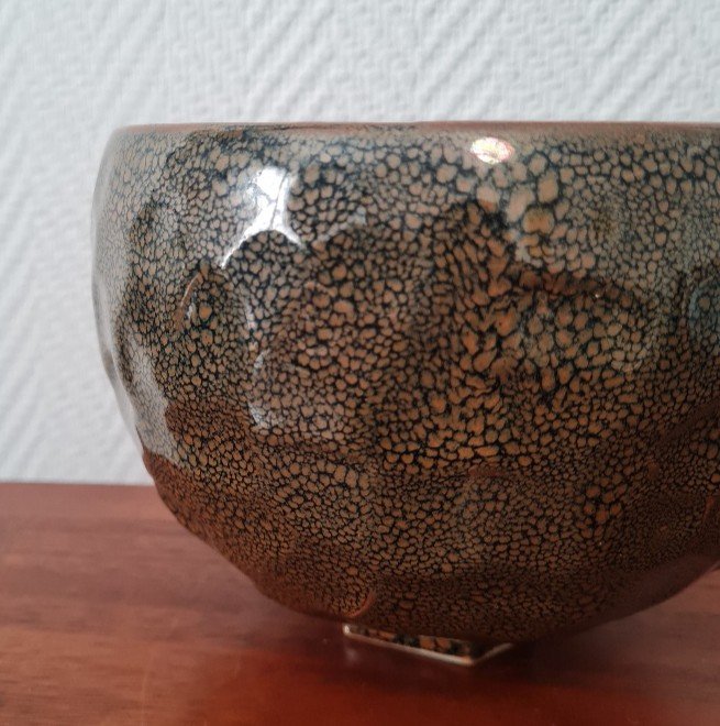 Matthieu Robert - Faceted Stoneware Cup Covered With Oil Drops-photo-2