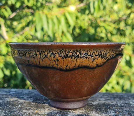 Jean Girel - "tenmoku" Bowl With Oil Drop Glaze-photo-1