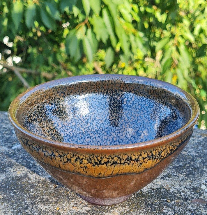 Jean Girel - "tenmoku" Bowl With Oil Drop Glaze-photo-2