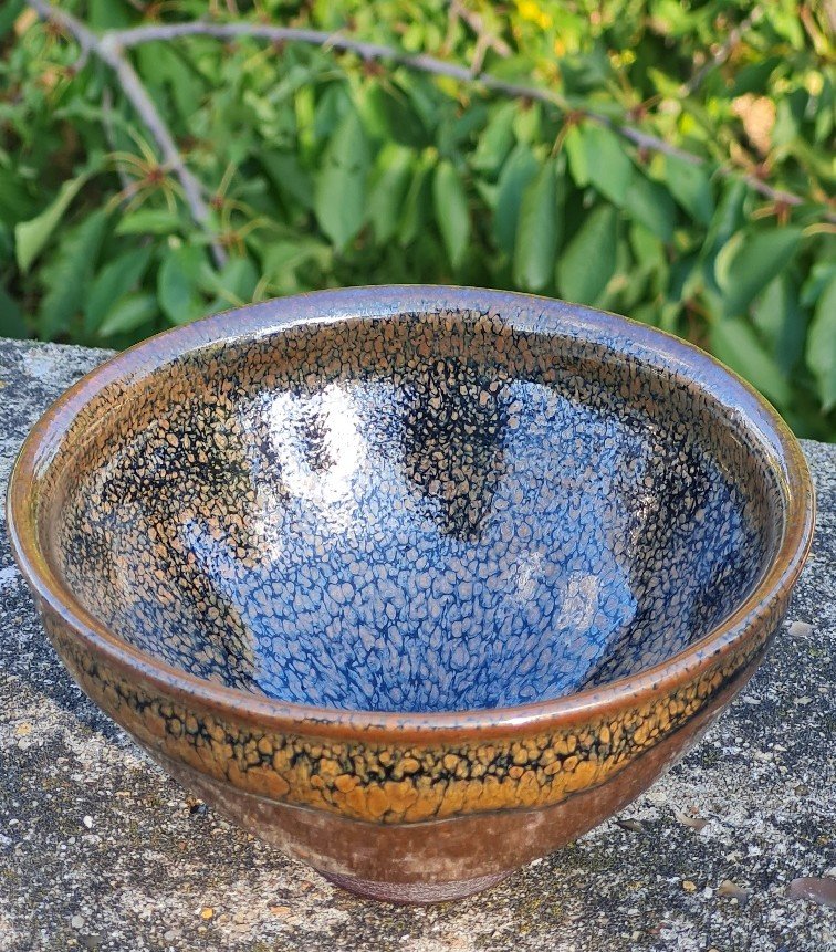 Jean Girel - "tenmoku" Bowl With Oil Drop Glaze-photo-3