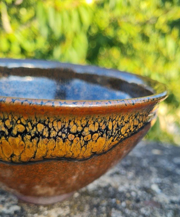 Jean Girel - "tenmoku" Bowl With Oil Drop Glaze-photo-5