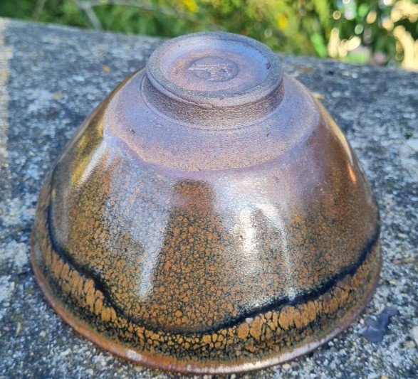 Jean Girel - "tenmoku" Bowl With Oil Drop Glaze-photo-7