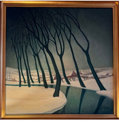 Noël Demeyer - Winter In Flanders 1964, Oil On Panel