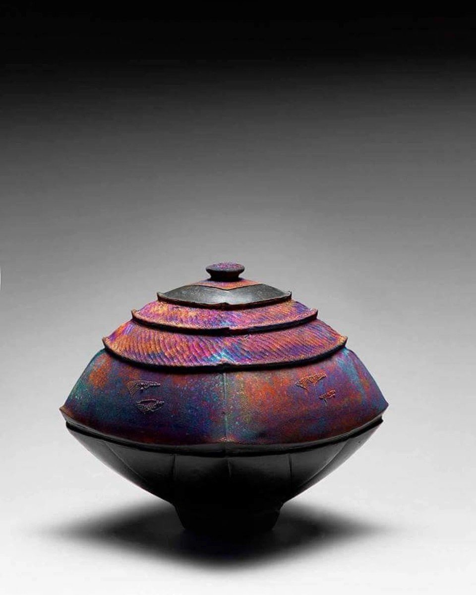 Steen Kepp - Double Pagoda, Smoky Earthenware Box And Copper Saturation