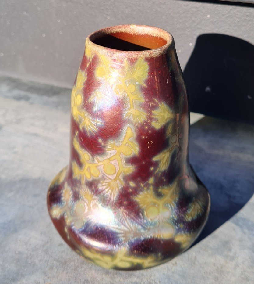 Clément Massier - Small Iridescent Ceramic Vase-photo-2