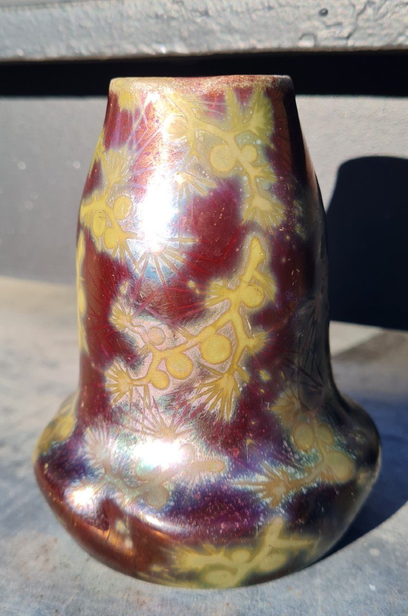 Clément Massier - Small Iridescent Ceramic Vase-photo-5