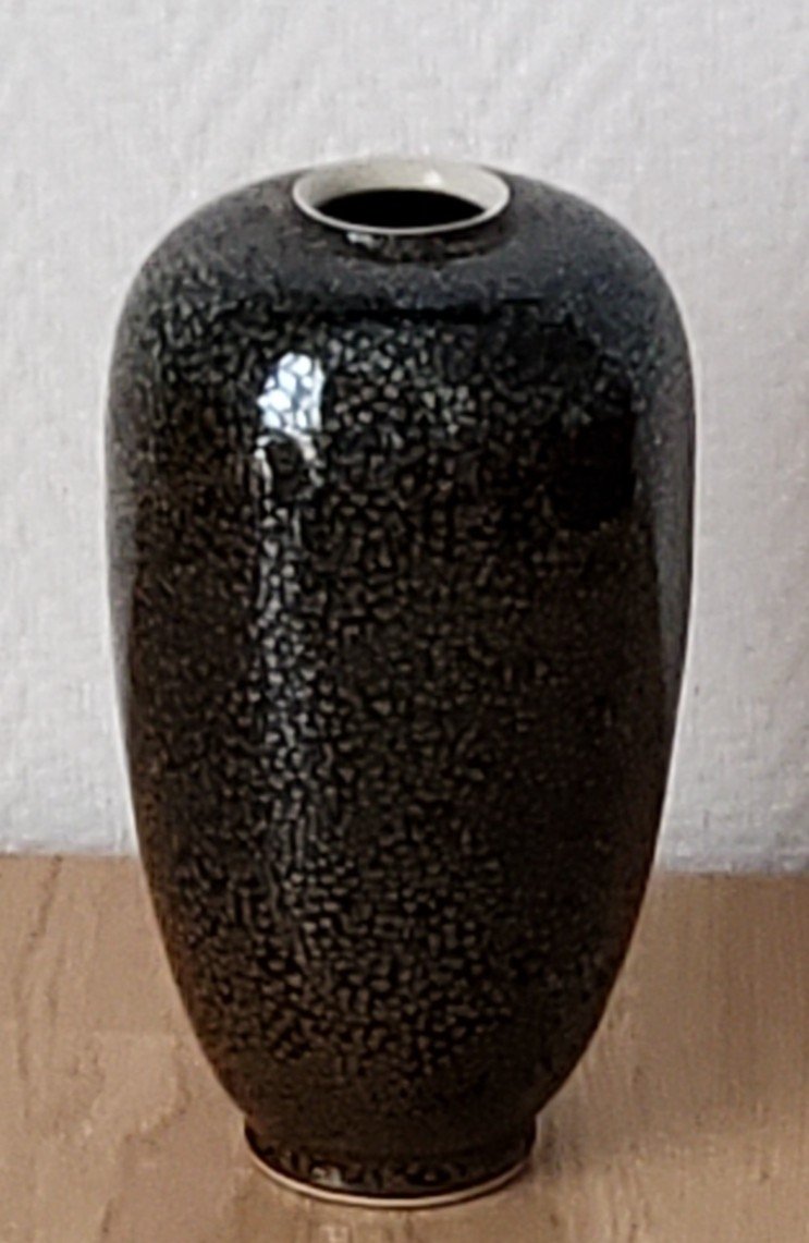 Matthieu Robert - Stoneware Vase With Oil Drop Glaze. Dated 91-photo-2