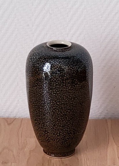 Matthieu Robert - Stoneware Vase With Oil Drop Glaze. Dated 91