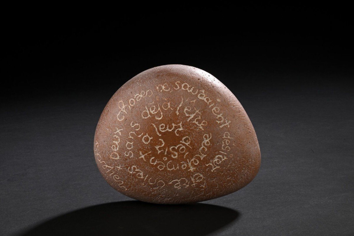 Sébastien - Bétyle, Engraved Ceramic Pebble. Circa 1950-photo-2