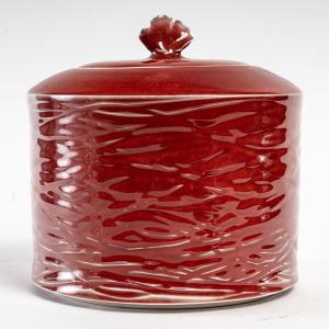 Marie-laure Guerrier - Boîte En Porcelaine à Glaçure Rouge De Cuivre. Années 90