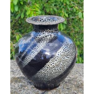 Claude Séchoy, Les Grès Du Marais - Enamelled Stoneware Vase. 1980s