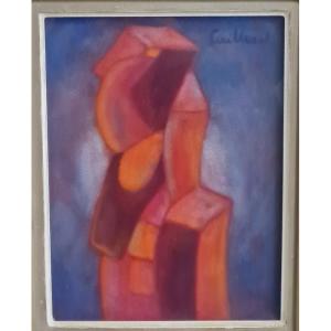 Jean Cuillerat - Pastel, Abstract Composition. Circa 1960