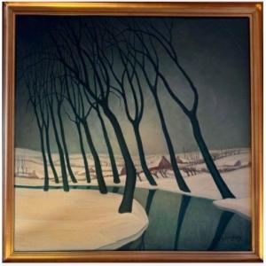 Noël Demeyer - Winter In Flanders 1964, Oil On Panel