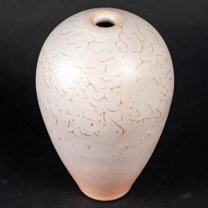 Jean Girel - Satin Pink Covered Vase With Hard Stone Look