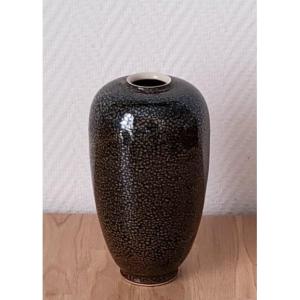 Matthieu Robert - Stoneware Vase With Oil Drop Glaze. Dated 91