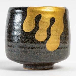 Horst Kerstan - Chawan In Glazed Stoneware And Gold. Circa 1970-80