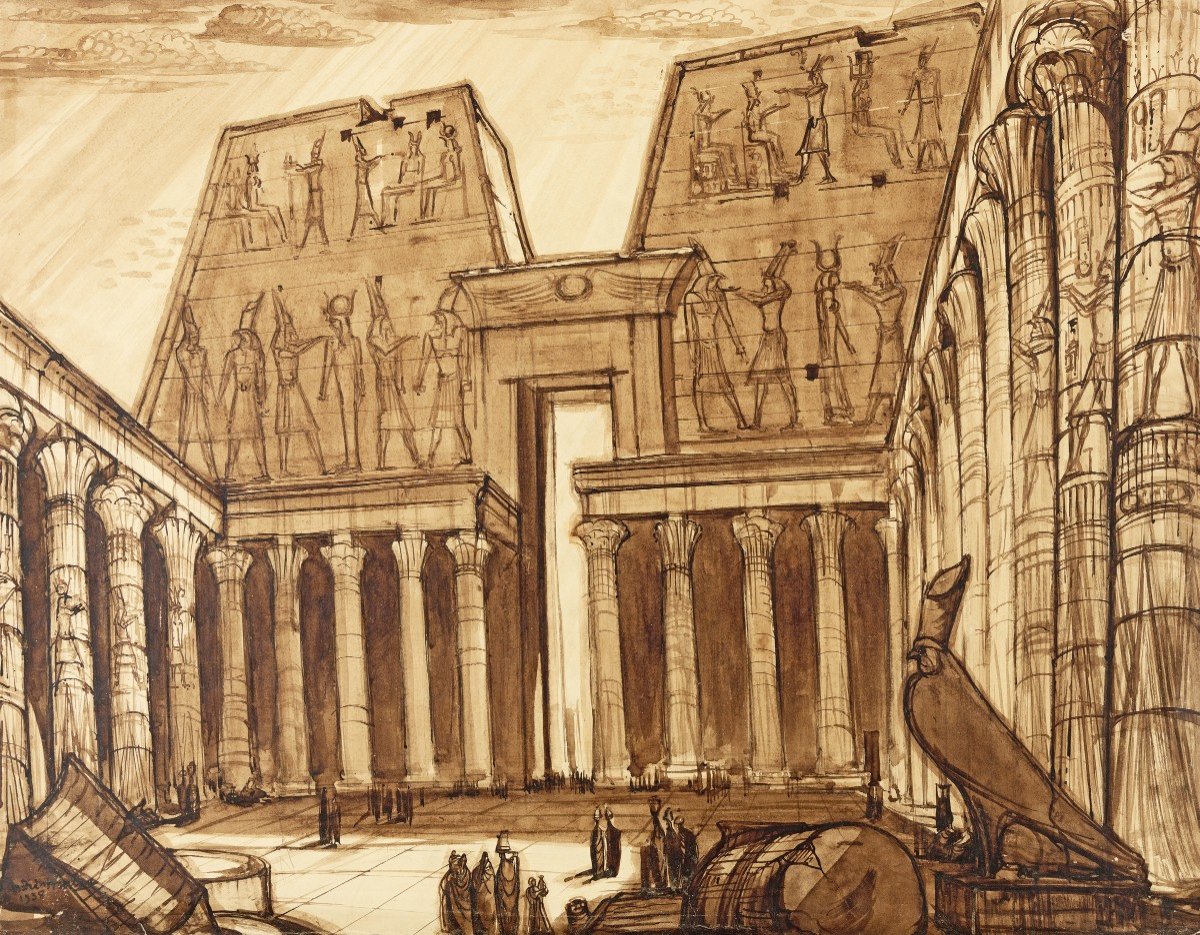 André MAIRE, Égypte, Le temple d'Horus à Edfou, 1938