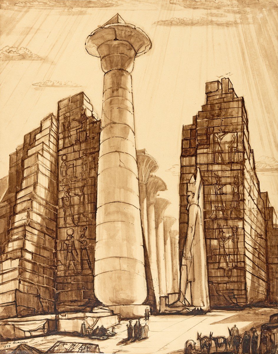 André MAIRE, Colonnes de la salle hypostyle à Karnak, 1939