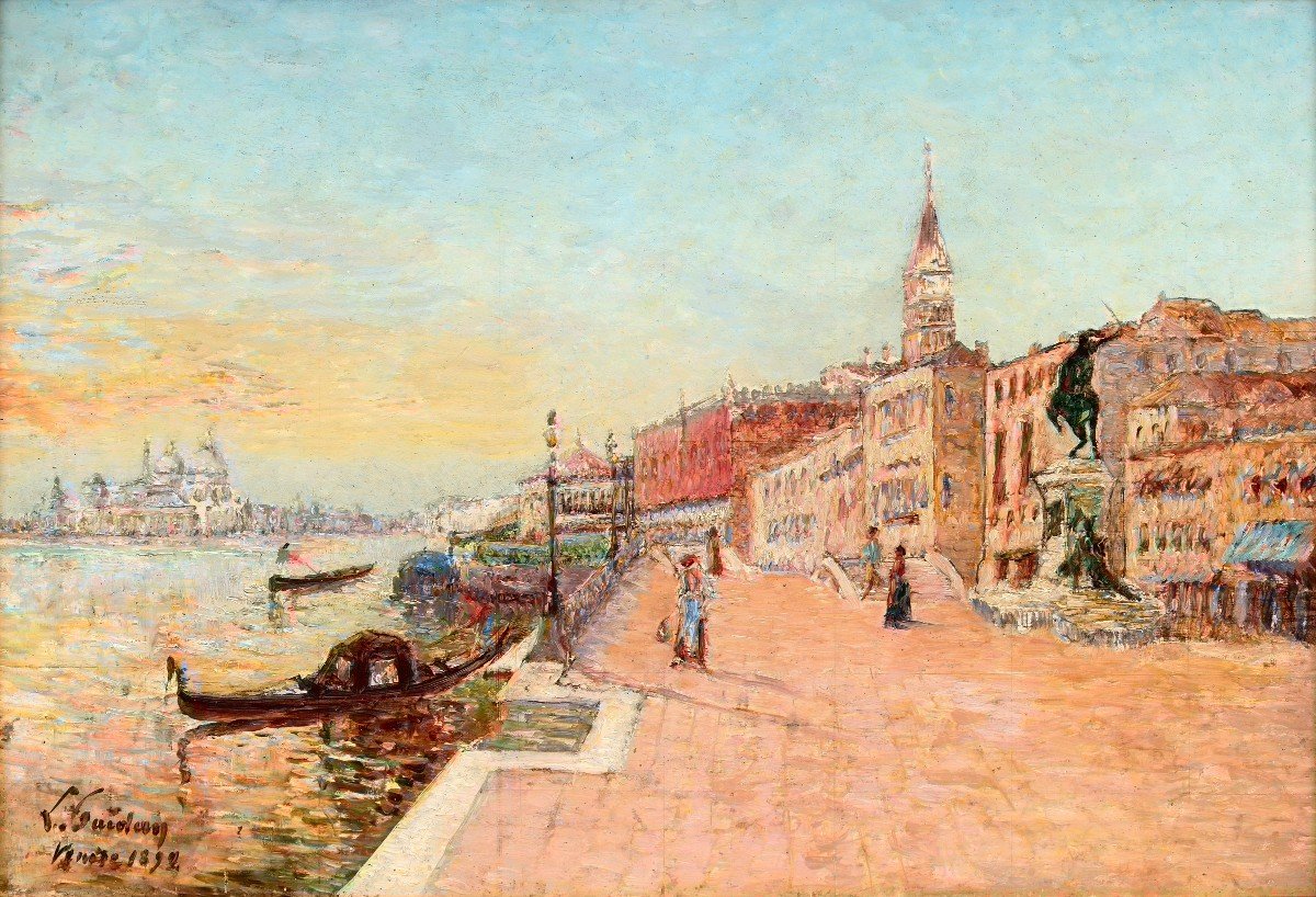 Louis GAIDAN, La Salute, vue depuis le quai des Esclavons, Venise, 1892