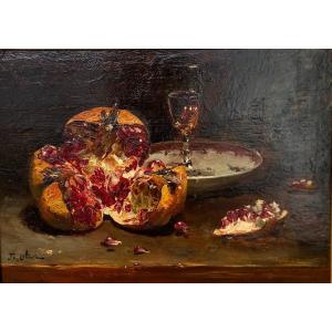 Jean-baptiste Olive, Still Life With Pomegranates