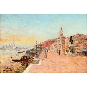 Louis GAIDAN, La Salute, vue depuis le quai des Esclavons, Venise, 1892