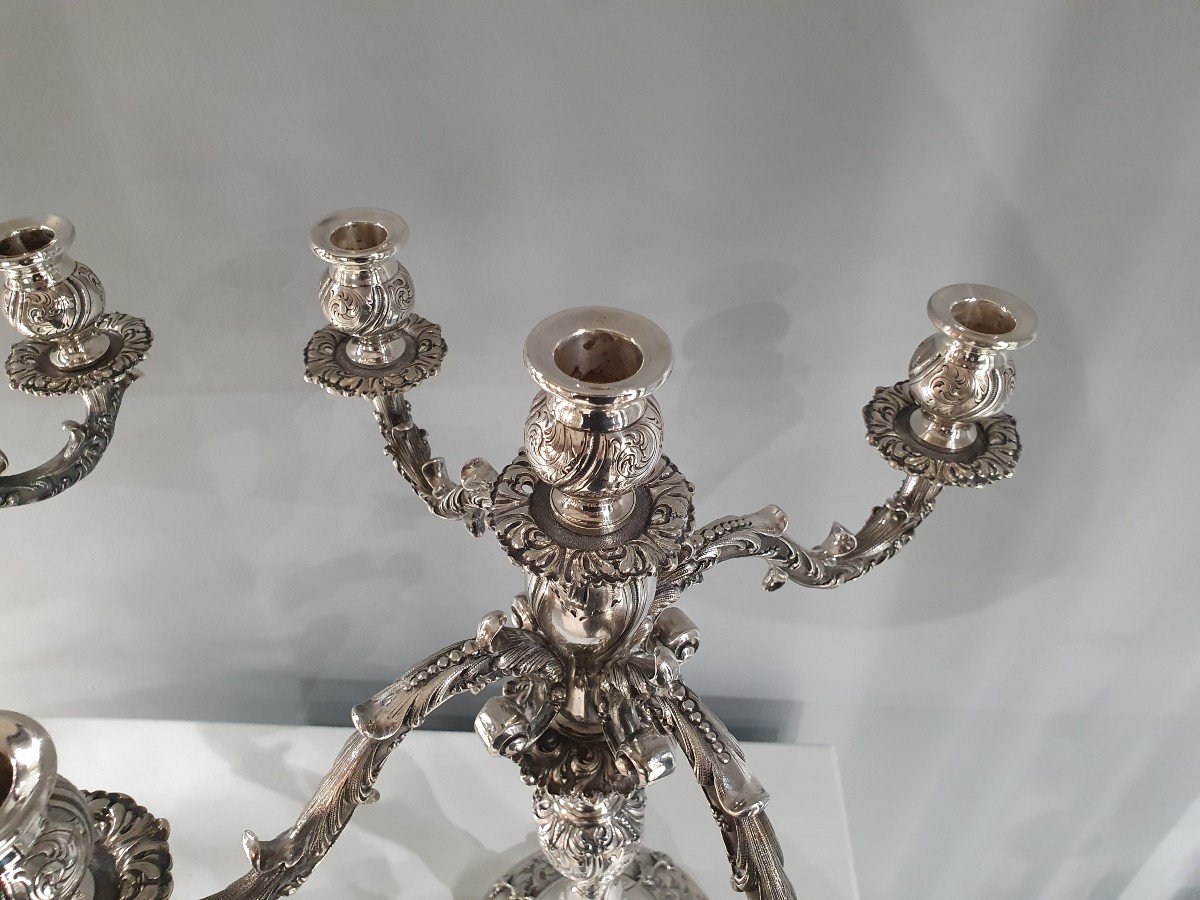 Pair Of Solid Silver Candelabra-photo-2