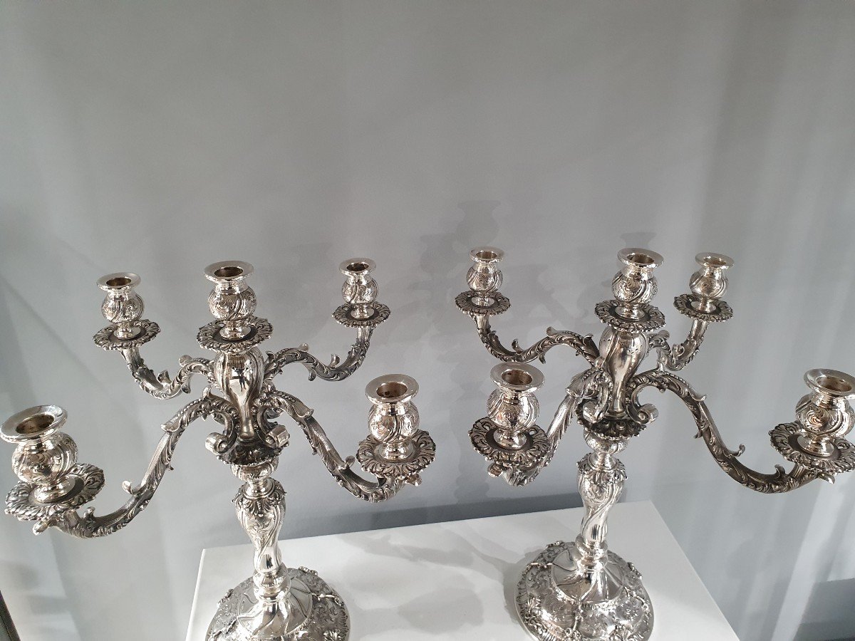 Pair Of Solid Silver Candelabra-photo-3