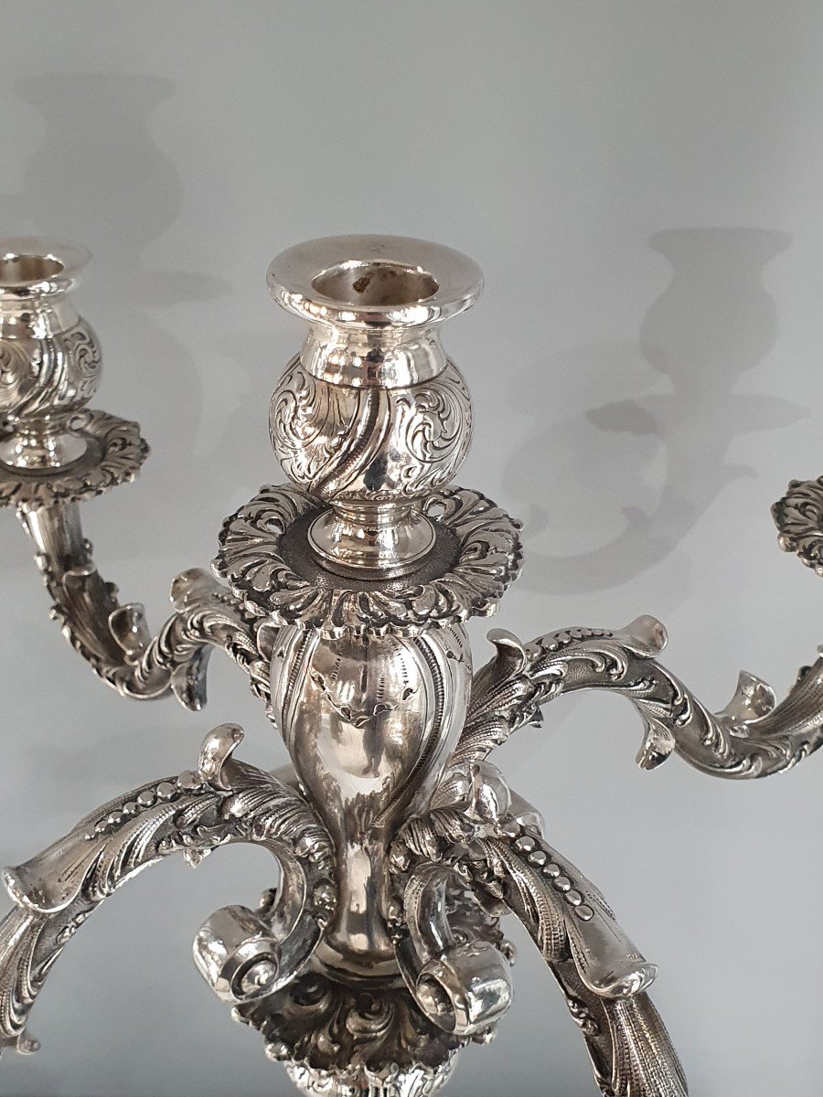 Pair Of Solid Silver Candelabra-photo-4