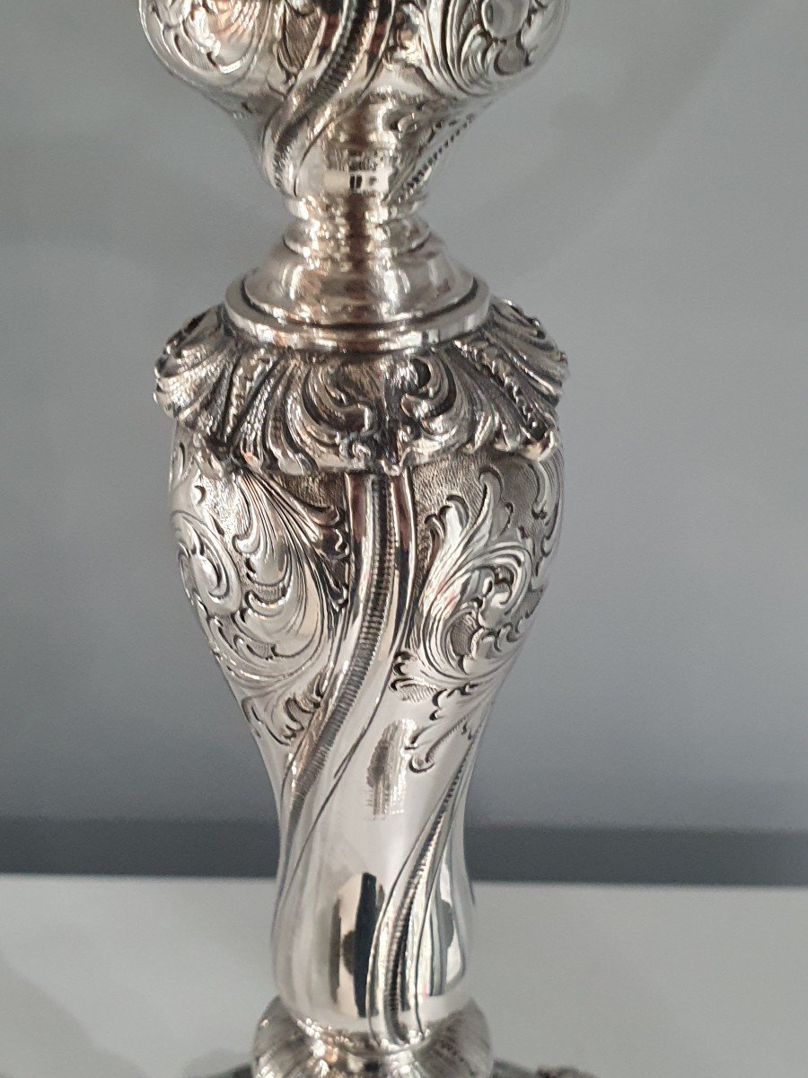 Pair Of Solid Silver Candelabra-photo-5