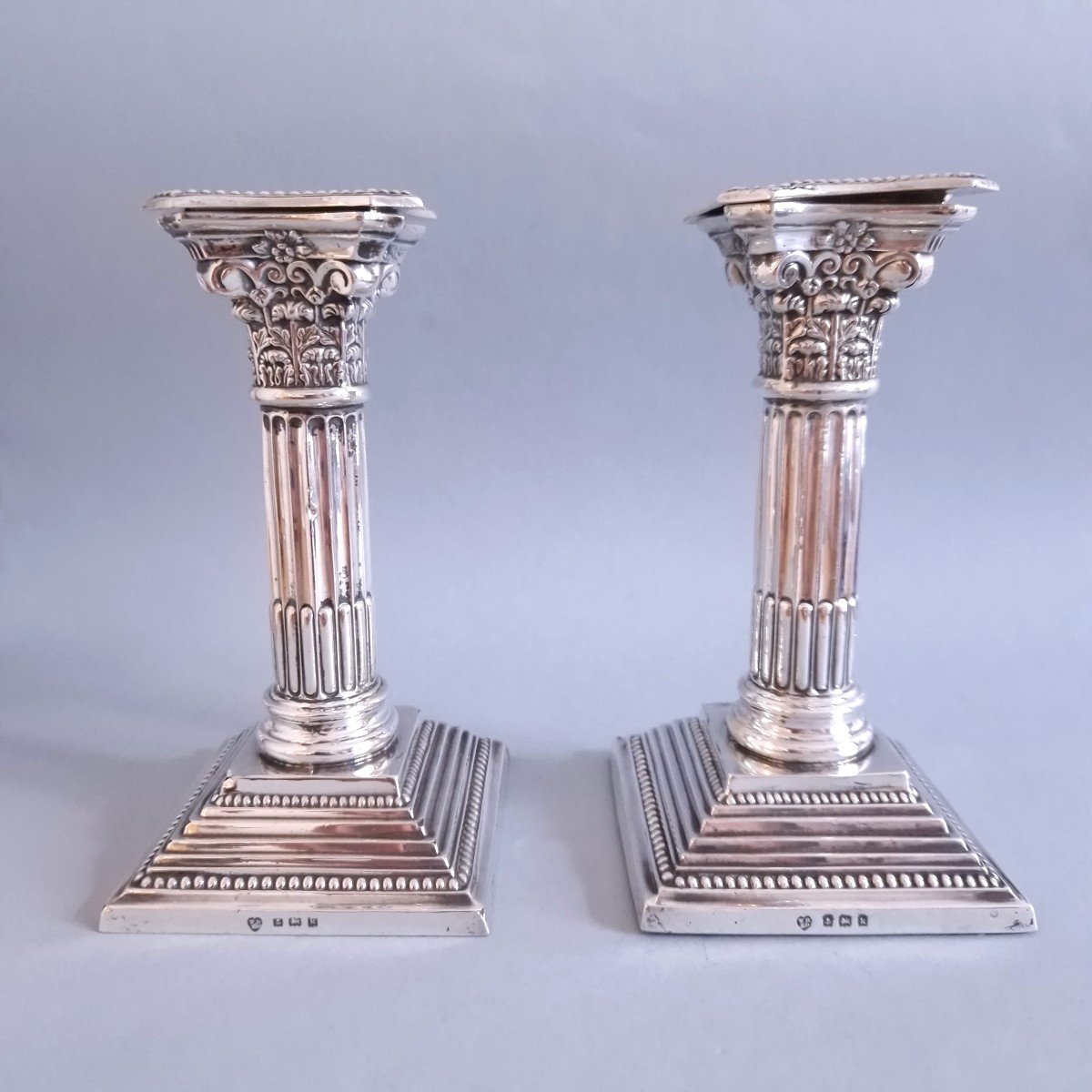 Pair Of Solid Silver Candlesticks