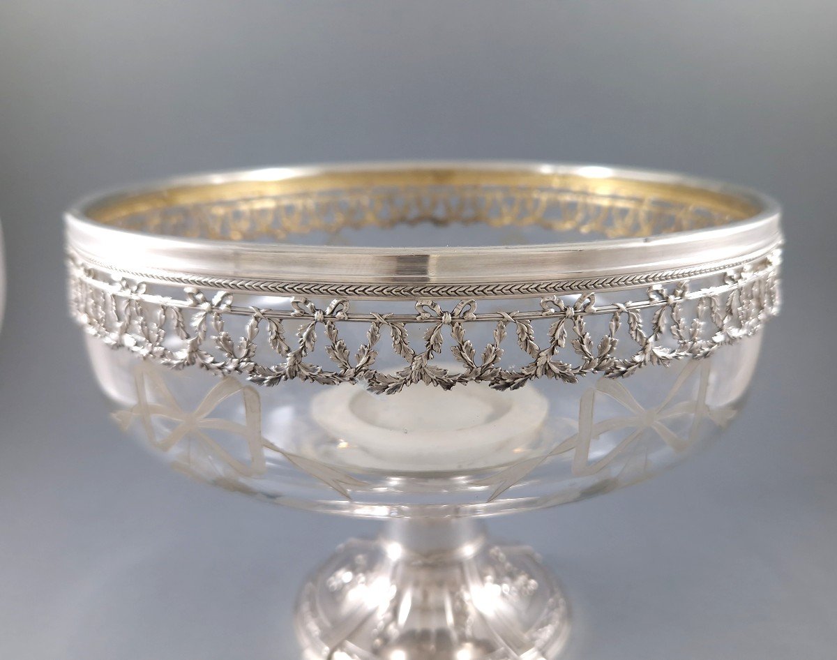 Coupe en cristal et argent massif-photo-1