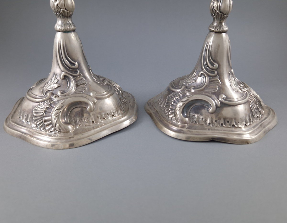 Pair Of Solid Silver Candlesticks-photo-5