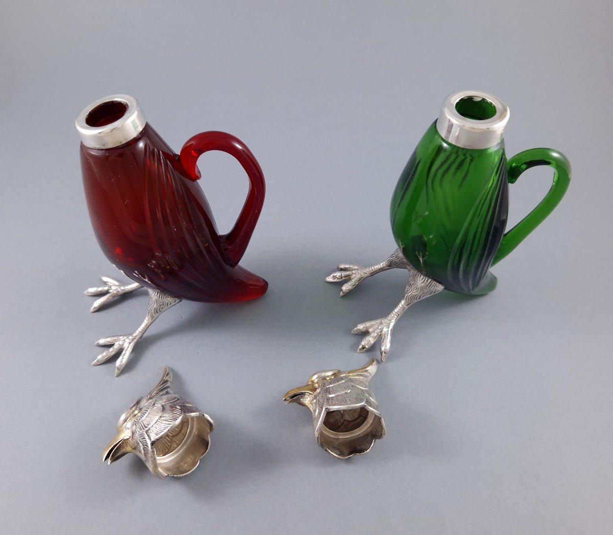 2 Small Glass And Sterling Silver Jugs-photo-5