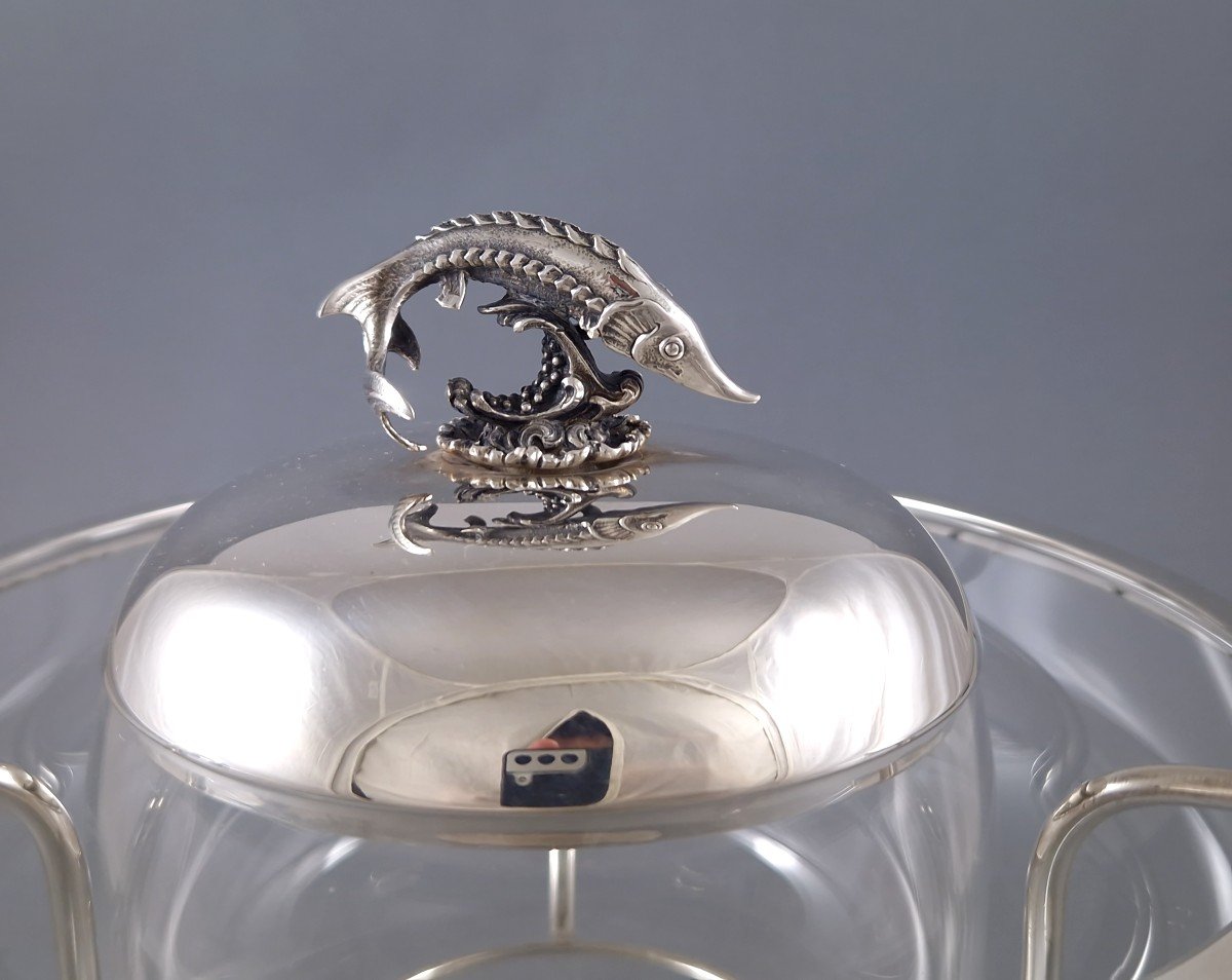 Caviar Cup In Glass And Sterling Silver-photo-2