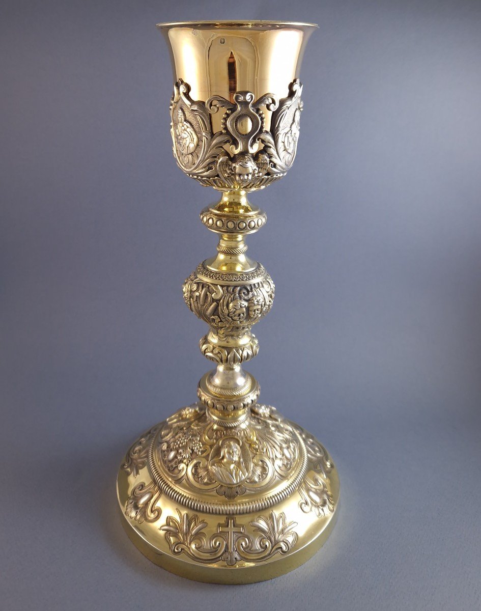 Large Sterling Silver Gilt Chalice-photo-2