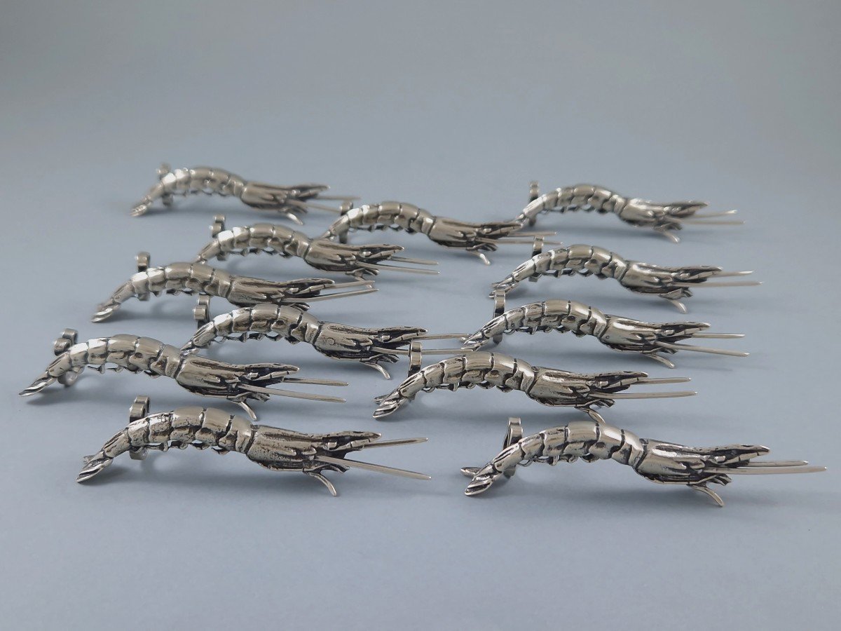 12 Sterling Silver Place Card Holders Lobster