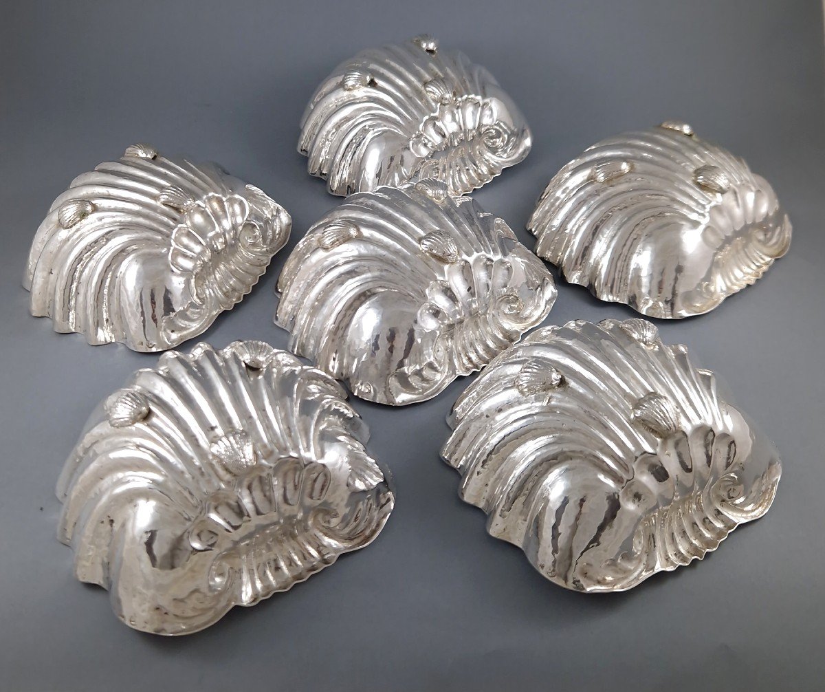 6 Shell Cups In Sterling Silver-photo-2