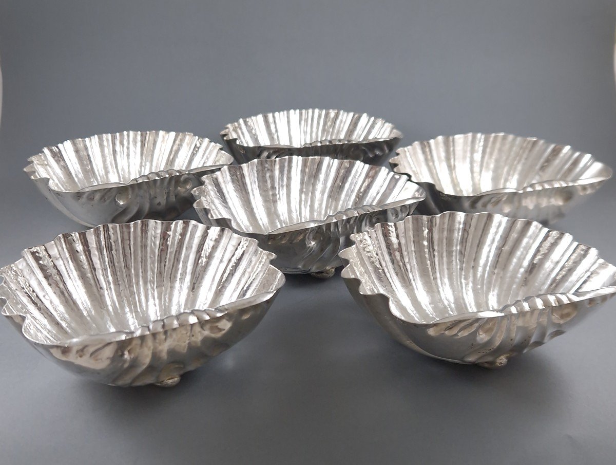 6 Shell Cups In Sterling Silver-photo-4