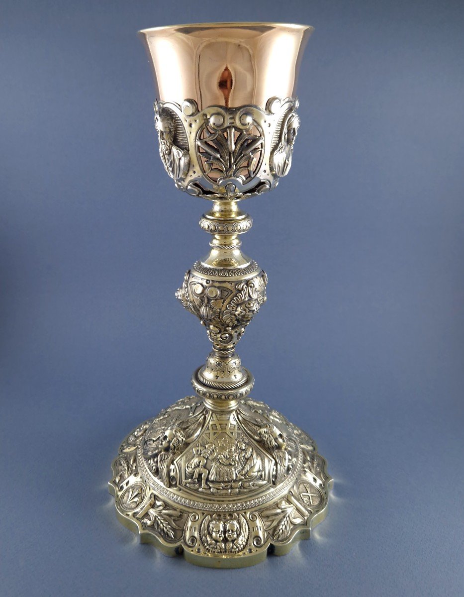 Large Sterling Silver Gilt Chalice By Favier Frères-photo-2